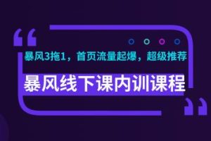 超级推荐+淘宝首页流量起爆+暴风3拖1 暴风线下课淘宝内训课程 录音和视频
