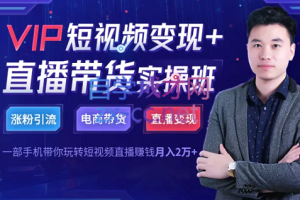 阿杰·VIP短视频变现+直播带货实操班，价值4980元