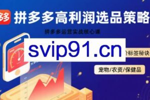 久号老师·拼多多选品暴利技术实战课
